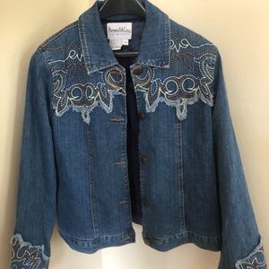 Medium blue denim embroidered jacket